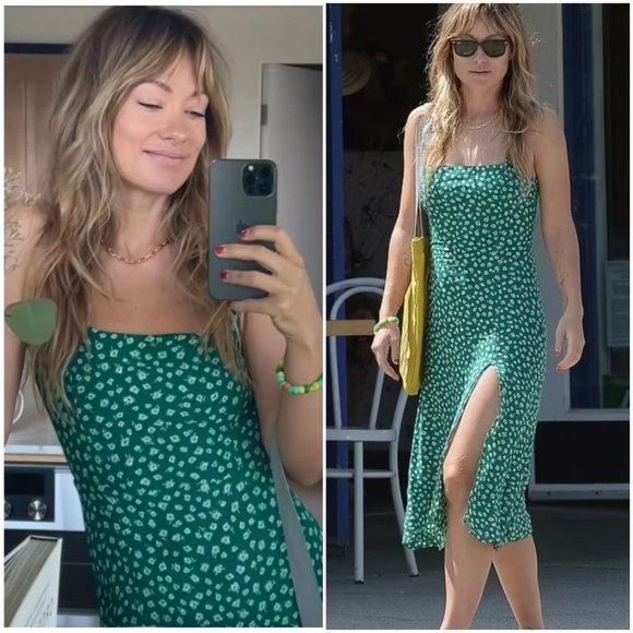 Reformation Dresses & Skirts - Reformation Nectarine Dress Olivia Wilde Size 6 Cleo Green Floral Midi Flowy